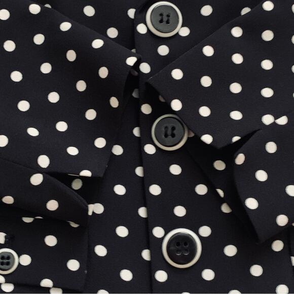 Kasper Blazer Jacket Black White Polka Dot 3/4 Sleeve Button Front Size 10 - Picture 8 of 12